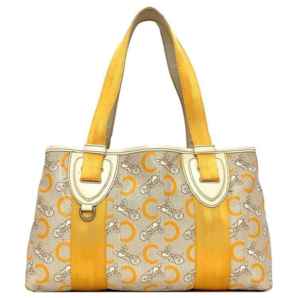 Celine tote bag beige yellow Macadam leather all over shoulder business luxury